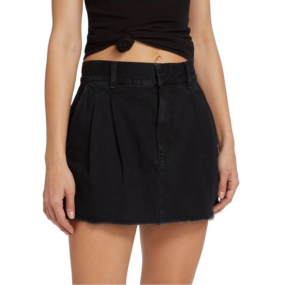 Agolde Crushed Black Denim Skirt
